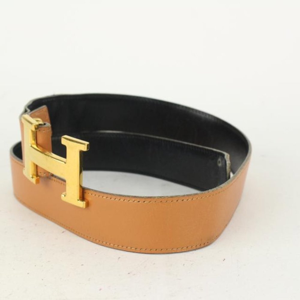 Hermès Black x Brown x Gold 32mm Reversible H Logo